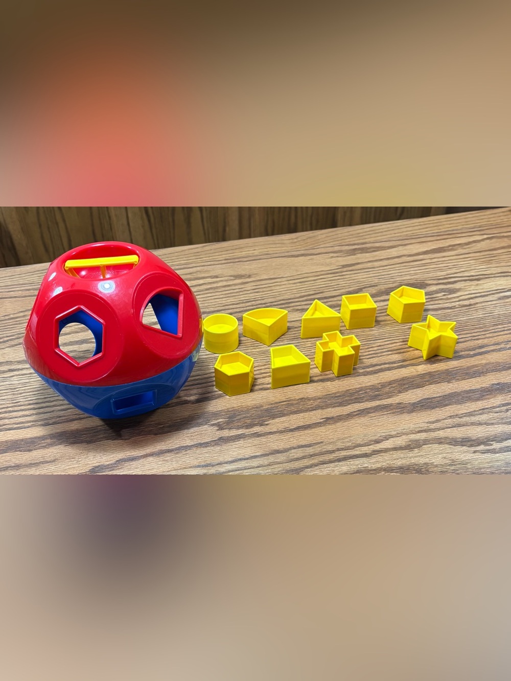TUPPERWARE Toys Shape O Ball Blue Red Yellow Shapes Sorter Missing Shape 9